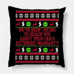 Ugly Christmas Sweater Cars Extended Warranty Meme Pillow