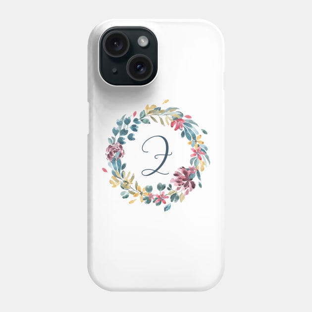 Floral Monogram Z Colorful Full Blooms Phone Case by floralmonogram