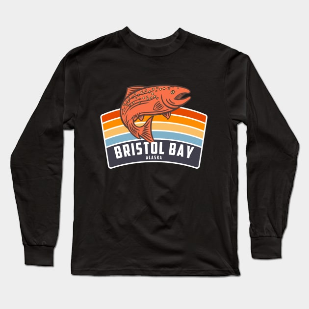 Bristol Bay Alaska Salmon Fishing Graphic Long Sleeve T-Shirt