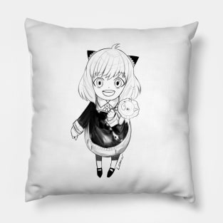 anya the special powered telepath ecopop art in black Pillow