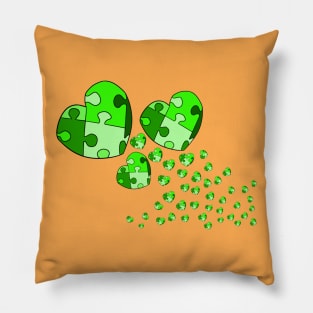 Green Confetti Hearts Pillow