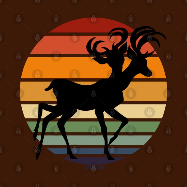 Mutated Deer Retro Sunset by Jan Grackle