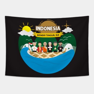 Bhineka Tunggal Ika of Indonesia T-Shirt Design Tapestry