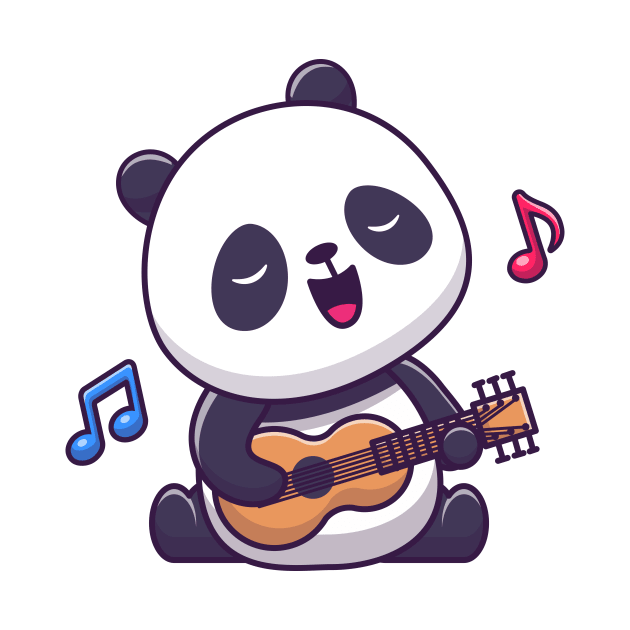 Cute Panda Playing Guitar Cartoon by Catalyst Labs