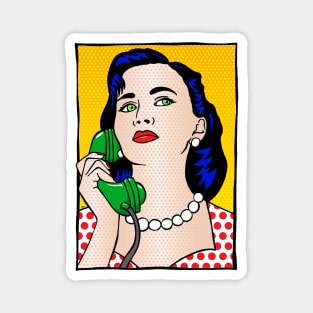 The Phone Call - Retro Woman Magnet