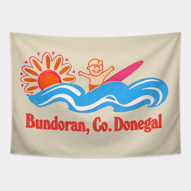 Bundoran, Co Dongeal - Irish Retro Surf Gift Design Tapestry by feck!