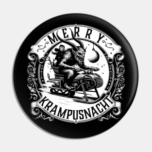 Merry Krampusnacht Krampus on a Snowmobile Pin