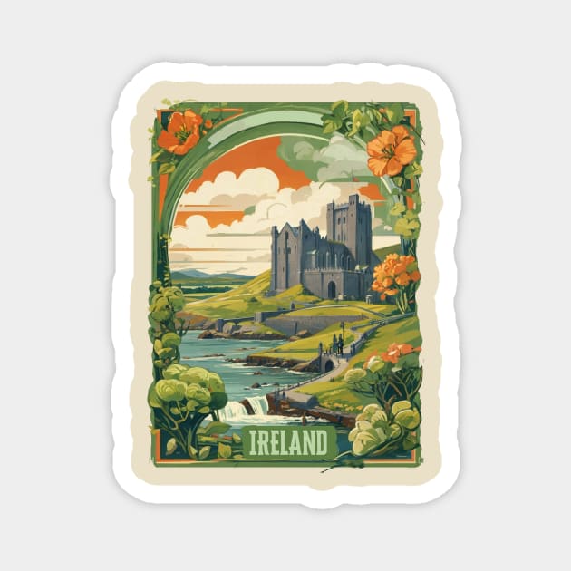 Vintage Travel Ireland Design Magnet by huefinder