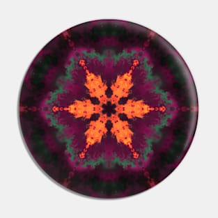 Purple and Orange Kaleidoscope Hippie Pattern Pin