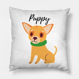 yellow puppy dog lover illustration Pillow