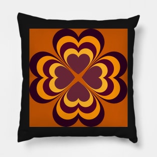 Autumn clover heart - orange Pillow