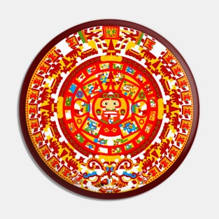 Full Color Ancient Sun Aztec Calendar Pin