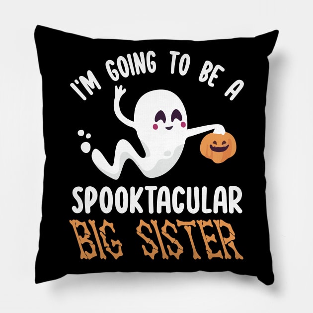 Ghost Fly Pumpkin I'm Going To Be A Spooktacular Big Sister Pillow by joandraelliot