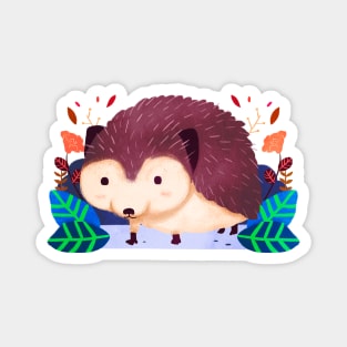 Porcupine illustration, cute Hedgehog, funny pet Magnet