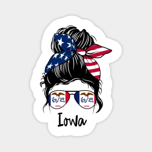 Iowa girl Messy bun , American Girl , Iowa Flag Magnet