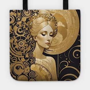 Gustav Klimt's Golden Goddess: Inspired Woman in Ethereal Splendor Tote