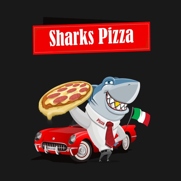 Sharks Pizza italian flag shark. delivery shark by Jakavonis