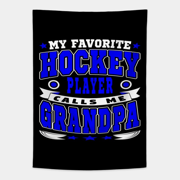 Calls Me Grandpa Funny Grandchildren Hockey Lover Typography Tapestry by JaussZ