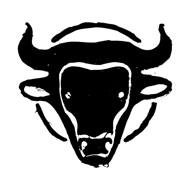 Stylized head of the Minotaur  in black ink by croquis design