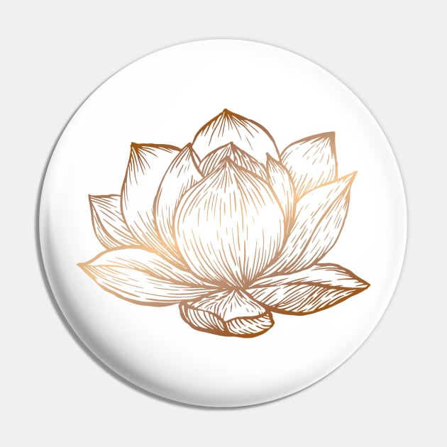 Golden Lotus Flower on White Pin by Cecilia Mok