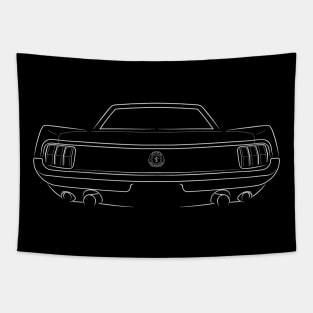 front/back 1965 Ford Mustang - stencil, white Tapestry