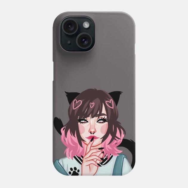 Spooky Neko Phone Case by LinDemonic