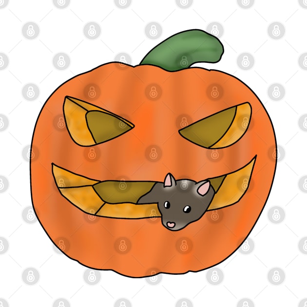 Cute brown gerbil in a pumpkin by Becky-Marie