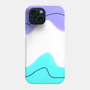 Blue purple black line art watercolors Phone Case