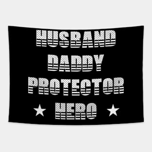 Husband Daddy Protector Hero Fathers Day Funny Gift Tapestry