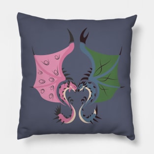 Heaven and Earth - Pink Rathian and Azure Rathalos Pillow