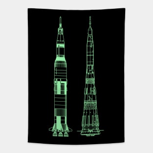 NASA Saturn V & USSR Soyuz Space Rocket Diagram Tapestry