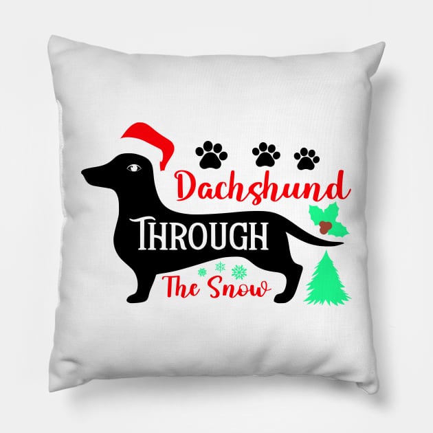 Dachshund Through The Snow Pillow by VisionDesigner
