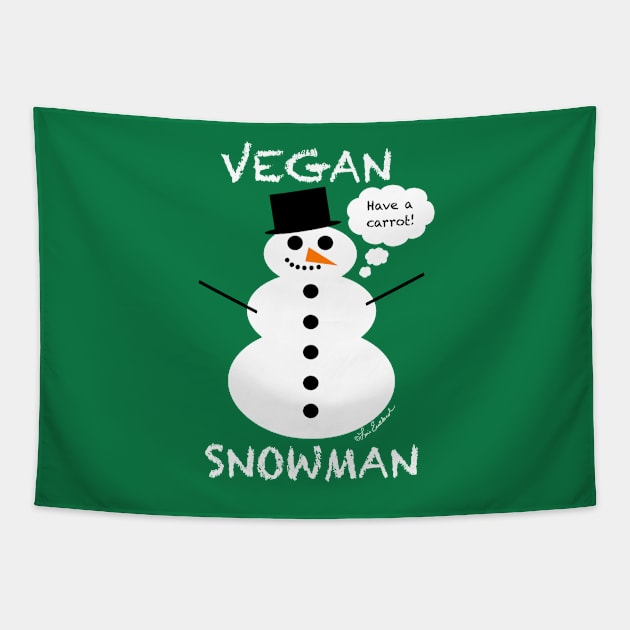 Vegan Snowman Tapestry by loeye