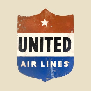 United Air Lines - Distressed, Vintage LuggageSticker T-Shirt