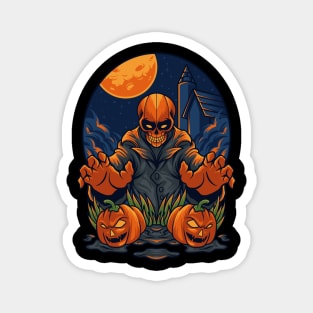 Pumpkin Skelleton Halloween Design Magnet