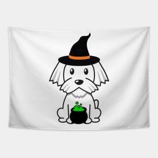 Cute white dog is a witch Tapestry