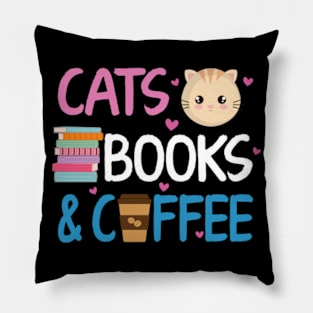 Reading Cats And Coffee Book Nerd Cat Lover Kitten Pillow