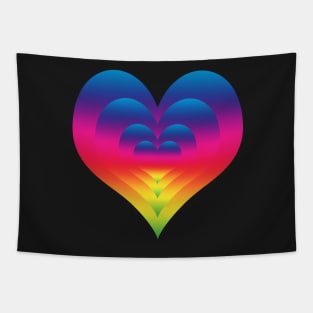 Rainbow Gradient Nested Hearts Tapestry