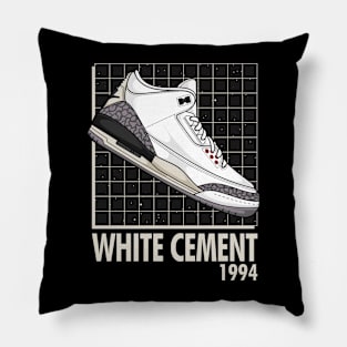 AJ 3 White Cement Sneaker Pillow