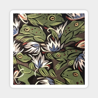 Water Lily Frogs Magnet