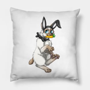 Bobtail BunnyCat: Cinnamon Point (Black) Pillow