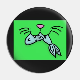 Cat Mouth With Fish (Green) Pin