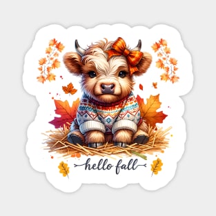 Highland Cow Hello Fall Magnet