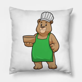 Bear as Cook with Cooking apron & Wooden bowl Pillow