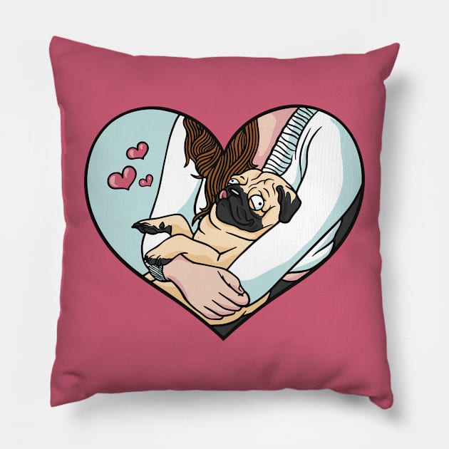 Cute Cartoon Pug // Pug Lover Pillow by SLAG_Creative