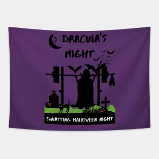 Dracula's Might Squatting Halloween Night Gym Workout Tee Tapestry