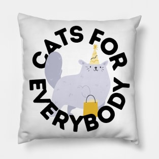 Cats For Everybody Festive Cat Bearing Gifts Funny Christmas Gift for Cat Owners and Feline Lovers Pillow