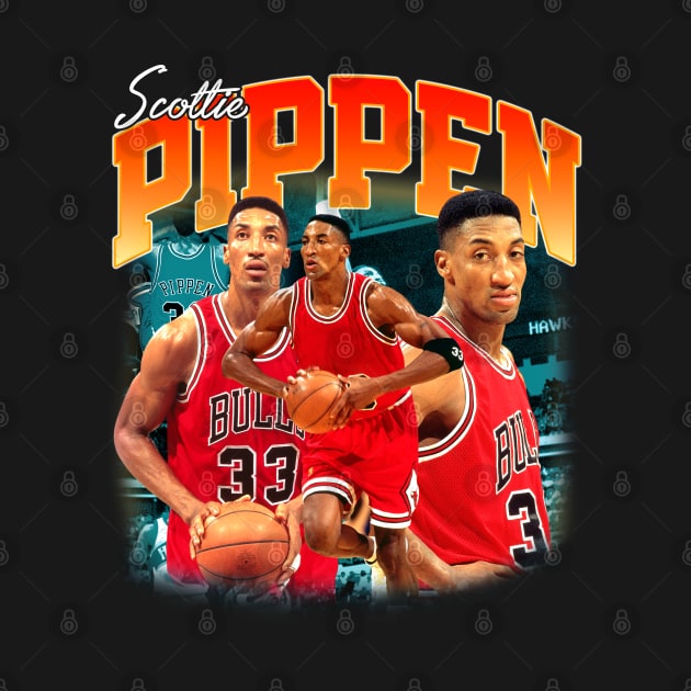 Scottie Pippen Basketball Legend Signature Vintage Retro 80s 90s Bootleg Rap Style by CarDE