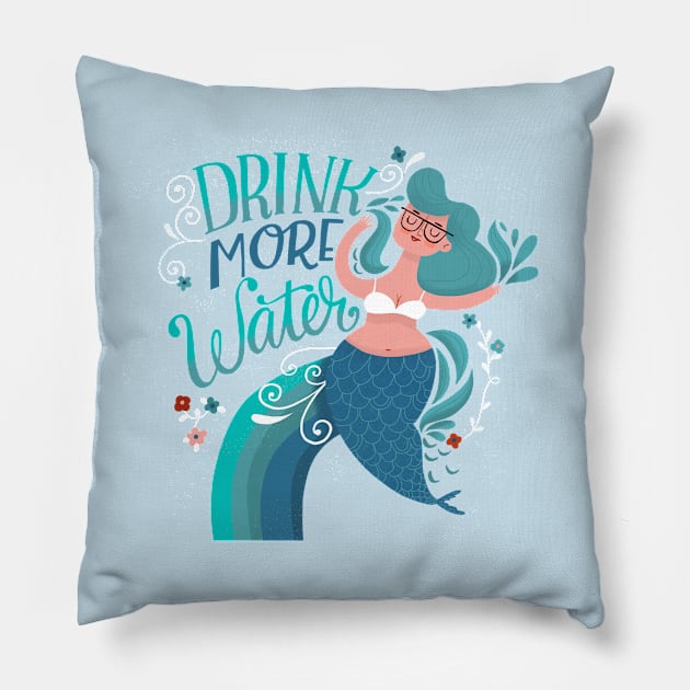 Work From Home Happy- Drink More Water Pillow by CynthiaF