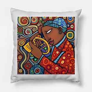 Jazz Musician playing a trumpet Pillow